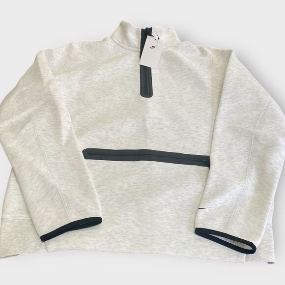 Nike Sportswear Tech Fleece 1/2-Zip Pullover Sweatshirt Heather Grey Mens size L - Picture 2 of 10